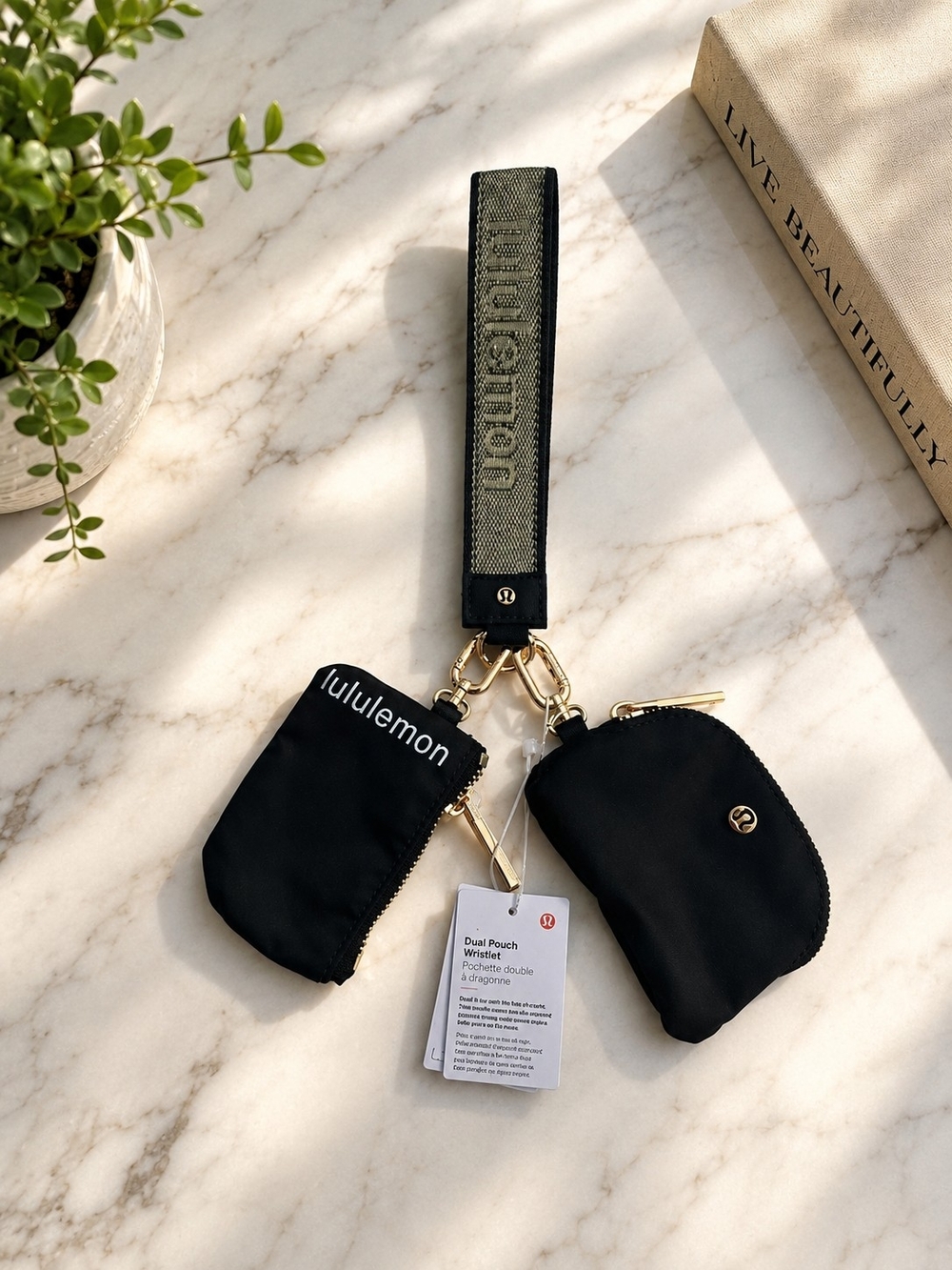 lululemon Dual Pouch Wristlet Black